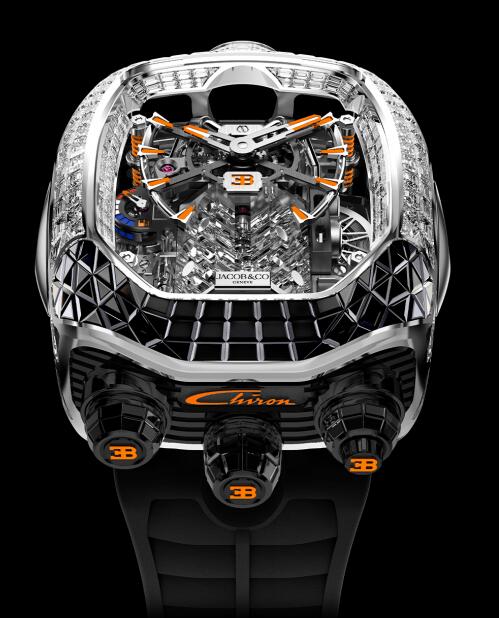 Jacob & Co BUGATTI CHIRON TOURBILLON BAGUETTE BLACK AND ORANGE SAPPHIRES BU800.30.AA.UA.A Replica watch